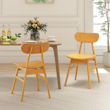 Modern Dining Chairs with Curved Backrest and Seat - Natural, Set of 2