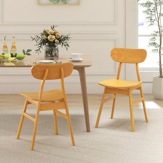 Modern Dining Chairs with Curved Backrest and Seat - Natural, Set of 2