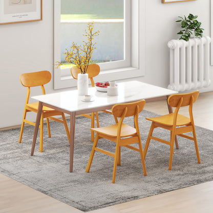 Modern Dining Chairs with Curved Backrest and Seat - Natural, Set of 2