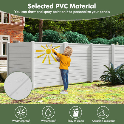 Freestanding 48 x 48 Inch Outdoor Privacy Fence for Air Conditioner with Metal Ground Stakes