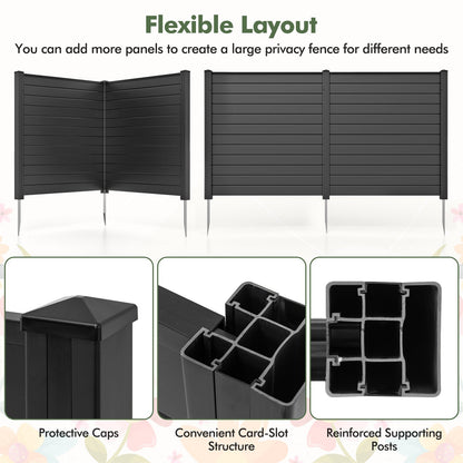 Freestanding 48 x 48 Inch Outdoor Privacy Fence for Air Conditioner with Metal Ground Stakes