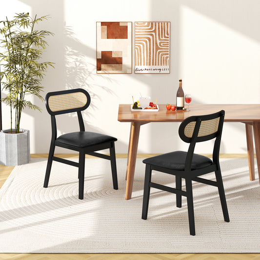 Set of 2 Mid Century Modern Wooden Dining Chairs for Indoor Use – Black Finish