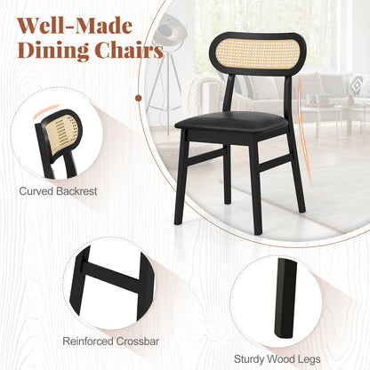 Set of 2 Mid Century Modern Wooden Dining Chairs for Indoor Use – Black Finish
