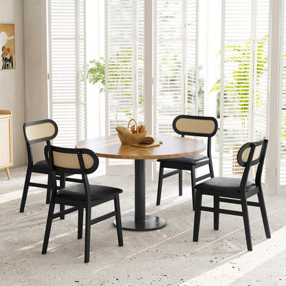 Set of 2 Mid Century Modern Wooden Dining Chairs for Indoor Use – Black Finish