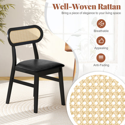 Set of 2 Mid Century Modern Wooden Dining Chairs for Indoor Use – Black Finish