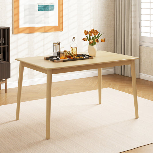 Rectangular Wood Dining Table for 4 with Solid Rubber Wood Legs in Natural Finish