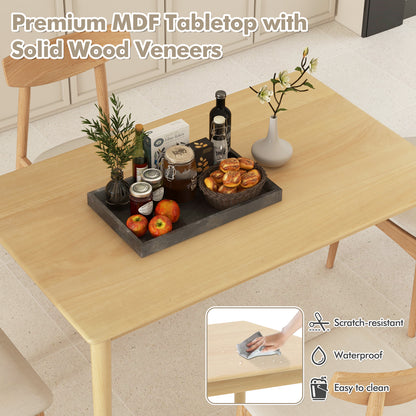 Rectangular Wood Dining Table for 4 with Solid Rubber Wood Legs in Natural Finish