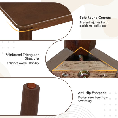 Rectangular Wood Dining Table for 4 with Solid Rubber Wood Legs in Brown Finish