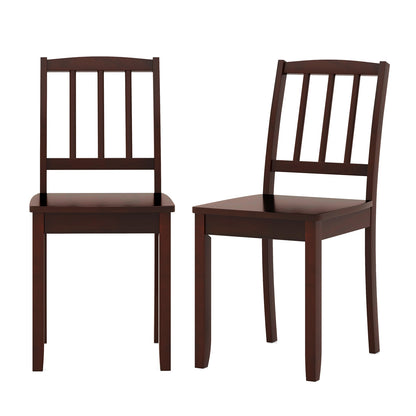 Wooden Dining Chairs with Rubber Wood Legs and Curved Backrest - Brown, Set of 2