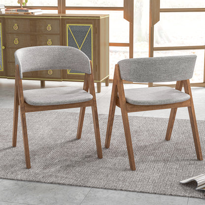 Set of 2 Soft Padded Accent Chairs with Armrests and Walnut Wood Frame