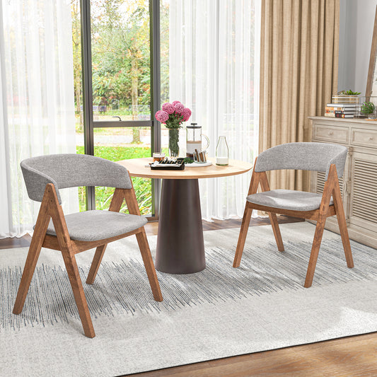 Set of 2 Soft Padded Accent Chairs with Armrests and Walnut Wood Frame