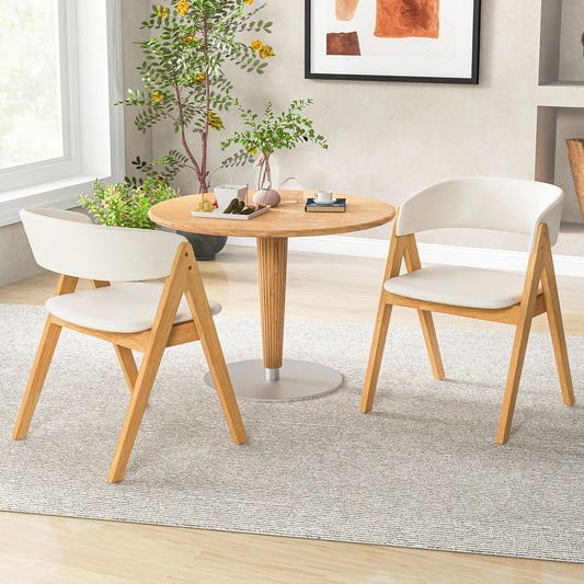 Set of 2 Soft Padded Accent Chairs with Armrests and Natural Wood Frame