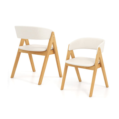Set of 2 Soft Padded Accent Chairs with Armrests and Natural Wood Frame