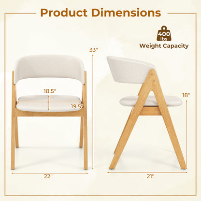Set of 2 Soft Padded Accent Chairs with Armrests and Natural Wood Frame