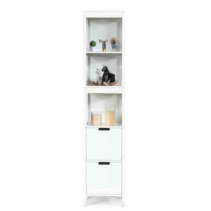 5 Tier Bathroom Storage Cabinet with 2 Drawers and Multifunctional Design