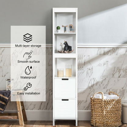 5 Tier Bathroom Storage Cabinet with 2 Drawers and Multifunctional Design