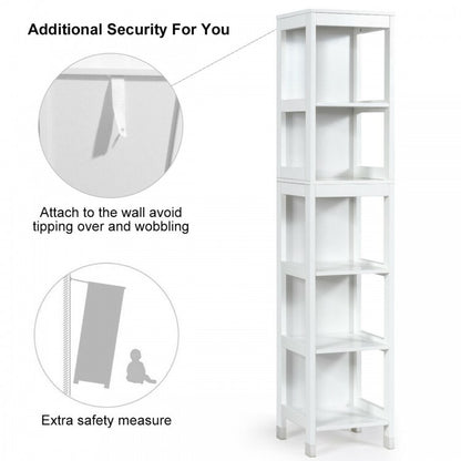5 Tier Bathroom Storage Cabinet with 2 Drawers and Multifunctional Design