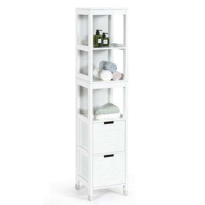 5 Tier Bathroom Storage Cabinet with 2 Drawers and Multifunctional Design
