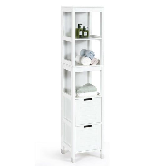 5 Tier Bathroom Storage Cabinet with 2 Drawers and Multifunctional Design