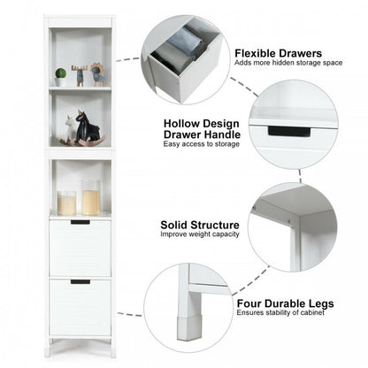 5 Tier Bathroom Storage Cabinet with 2 Drawers and Multifunctional Design
