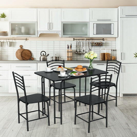 Elegant 5-Piece Solid Wood Rectangular Dining Table and Chair Set