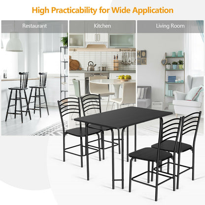 Elegant 5-Piece Solid Wood Rectangular Dining Table and Chair Set