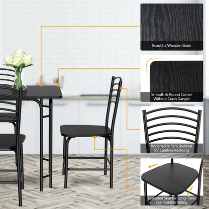 Elegant 5-Piece Solid Wood Rectangular Dining Table and Chair Set