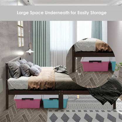 Premium Solid Wood Platform Bed with Elegant Headboard and Footboard - Queen Size