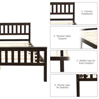 Premium Solid Wood Platform Bed with Elegant Headboard and Footboard - Queen Size