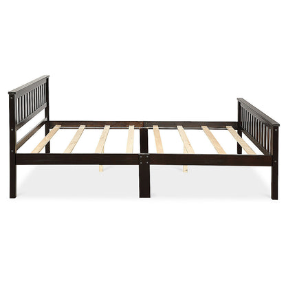 Premium Solid Wood Platform Bed with Elegant Headboard and Footboard - Queen Size