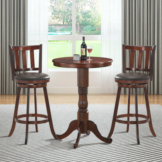 2-Piece 30 Inch Swivel Counter Height Wood Bar Stools with PVC Cushioned Seats