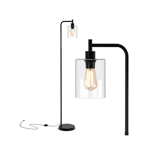 Elegant Floor Lamp with Clear Glass Shade and Foot Switch for Easy Control