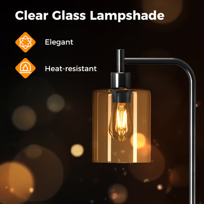 Elegant Floor Lamp with Clear Glass Shade and Foot Switch for Easy Control