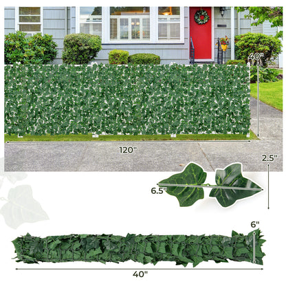 120 x 40 Inch Artificial Ivy Fence for Privacy and Decoration