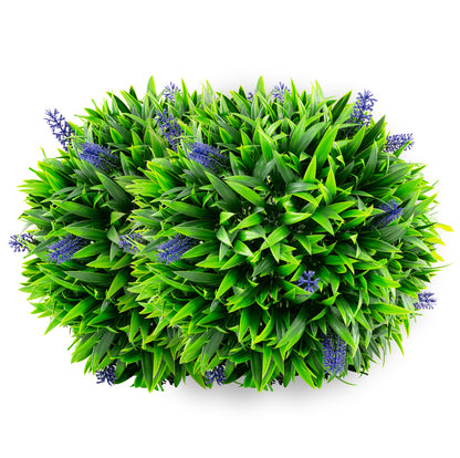 Set of 2 Artificial Lavender Topiary Balls with Vibrant Purple Flowers