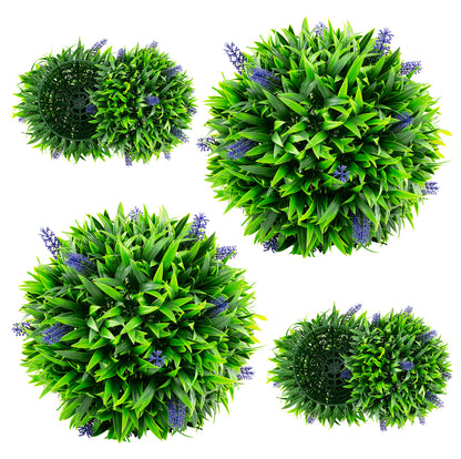 Set of 2 Artificial Lavender Topiary Balls with Vibrant Purple Flowers