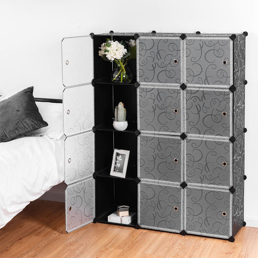 12 Cube DIY Modular Closet Organizer with Doors