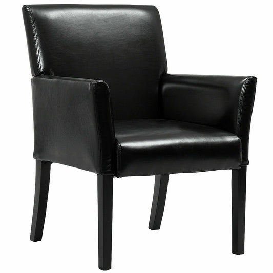 Executive Armchair with PU Leather Upholstery and Solid Wood Frame