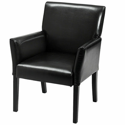 Executive Armchair with PU Leather Upholstery and Solid Wood Frame