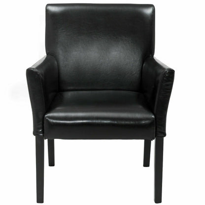 Executive Armchair with PU Leather Upholstery and Solid Wood Frame