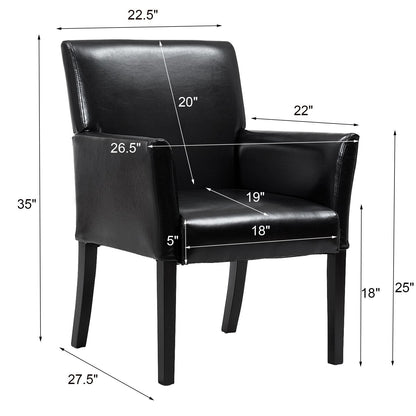 Executive Armchair with PU Leather Upholstery and Solid Wood Frame