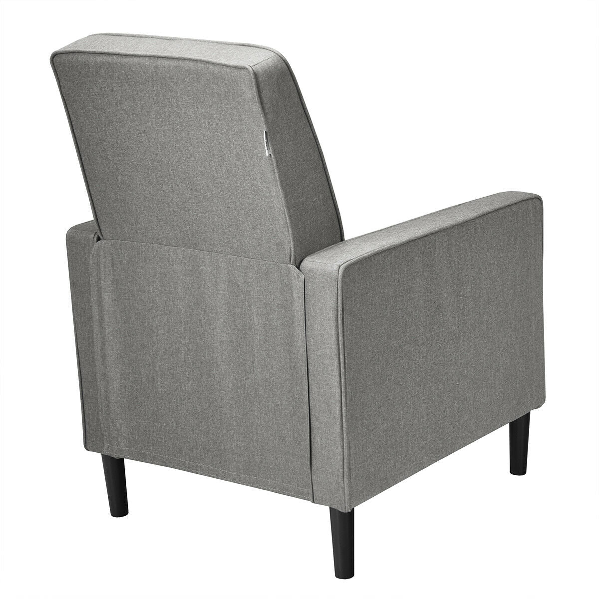 Modern Tufted Push Back Recliner Chair with Wooden Legs in Grey