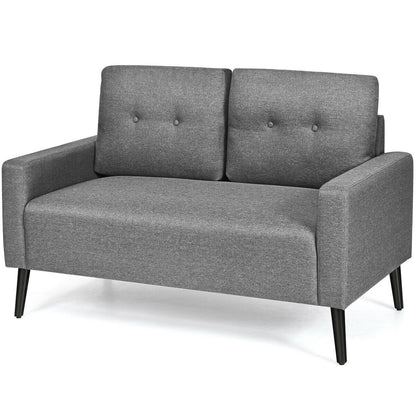 55 Inch Modern Loveseat Sofa with Linen Upholstery and Wooden Legs