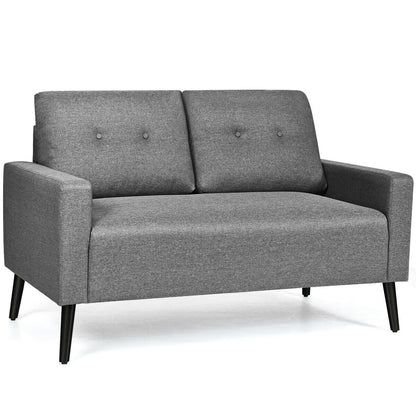 55 Inch Modern Loveseat Sofa with Linen Upholstery and Wooden Legs