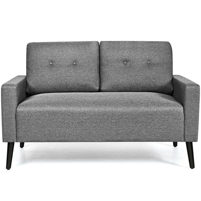 55 Inch Modern Loveseat Sofa with Linen Upholstery and Wooden Legs