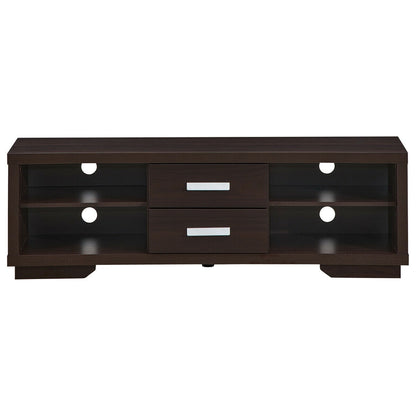 Modern Entertainment Center with Storage Drawers and Four Open Shelves