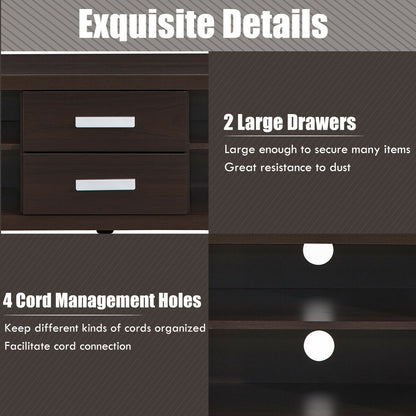 Modern Entertainment Center with Storage Drawers and Four Open Shelves