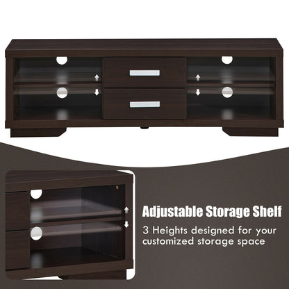 Modern Entertainment Center with Storage Drawers and Four Open Shelves