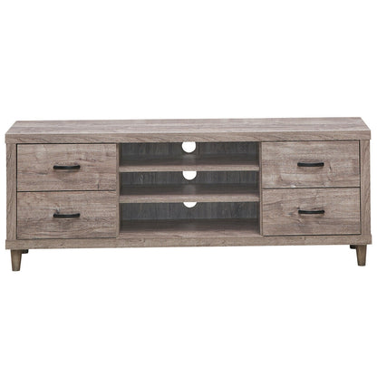 Wood TV Stand with Adjustable Shelves, 4 Drawers, and Cable Management – Fits TVs up to 65"