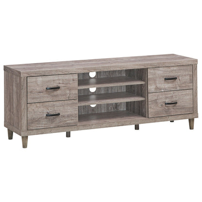 Wood TV Stand with Adjustable Shelves, 4 Drawers, and Cable Management – Fits TVs up to 65"